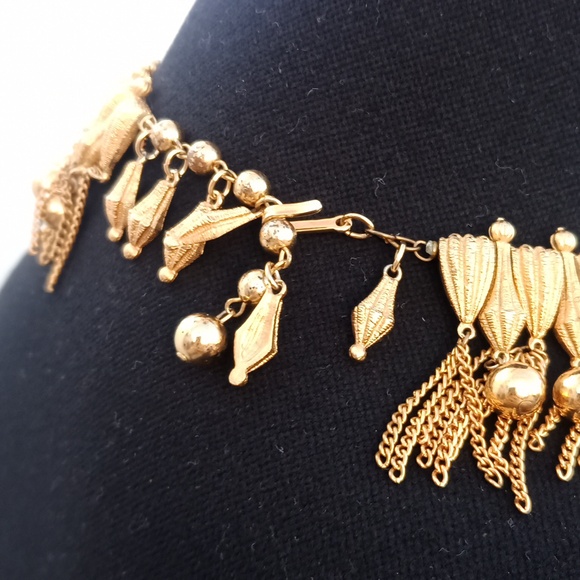 Vintage Crown Trifari Unique tassel necklace gold filled - Picture 5 of 11